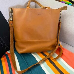 Tan Leather Shoulder Tote Bag